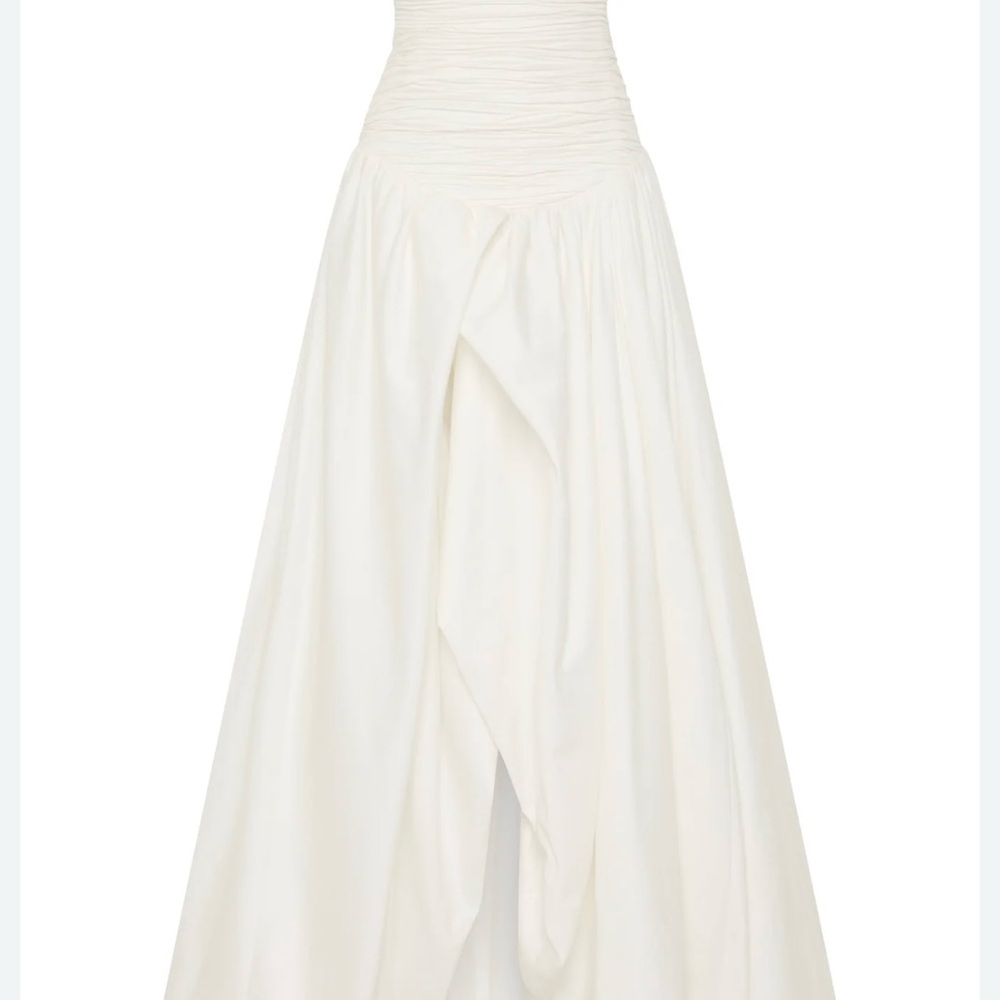 Aje Ivory Strapless Ruched Bodice Wedding Gown